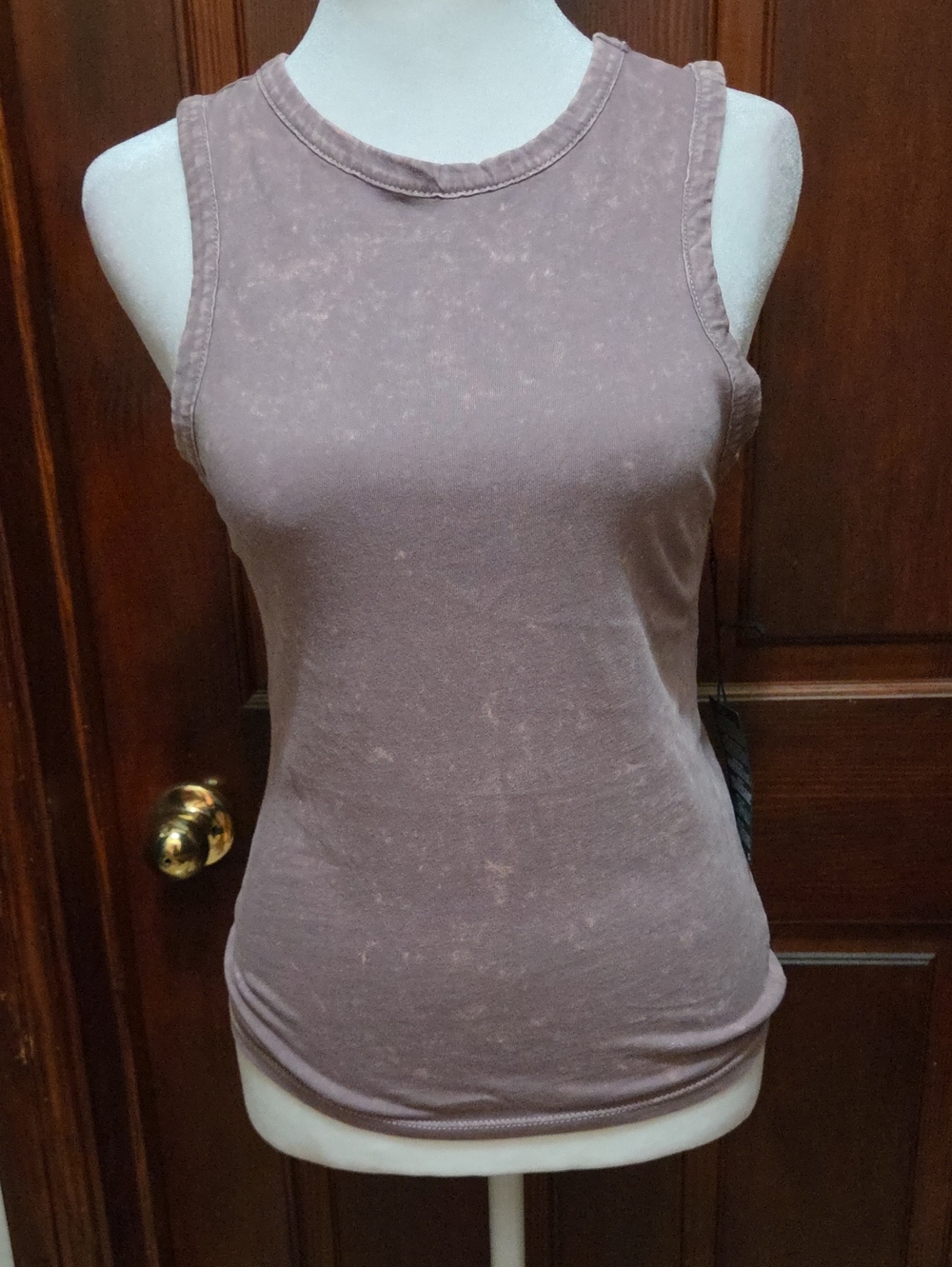 Sleeveless Washed Mauve Distressed Tank Top - Women